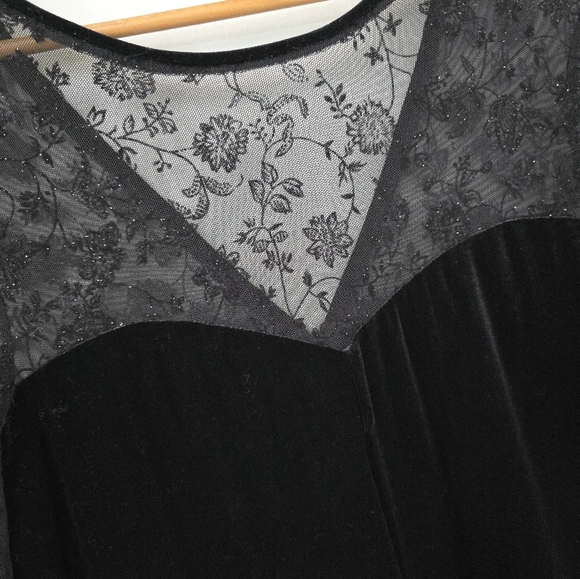 Robbie Bee Dress Womens Black Witchy Goth Whimsigoth Maxi Velour Sheer Sz 12 - Picture 3 of 12